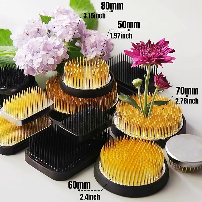 2.36inch Floral Frog Japanese Ikebana Kenzan Floristry Flower Pin Frog Holder with Rubber Base (2.36inch)