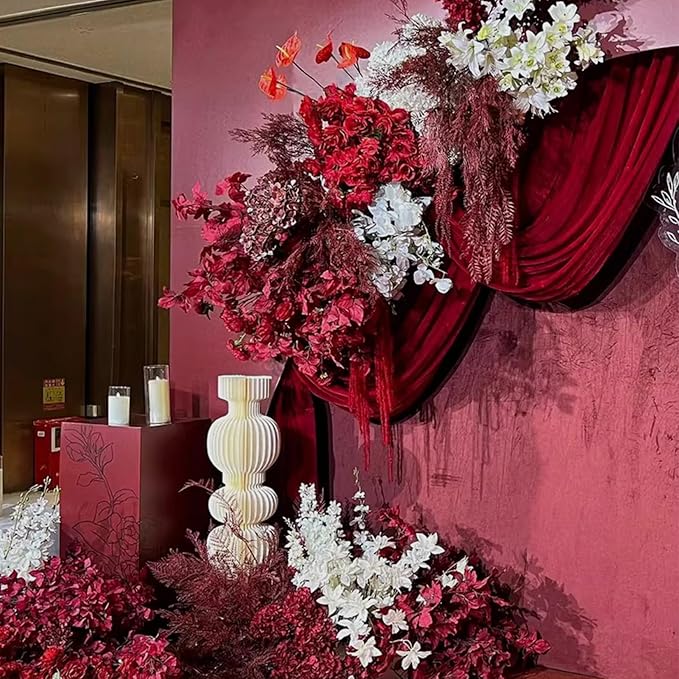 FagusHome 25 Pcs Silk Peony Artificial Flower Heads 4 inch Fake Peony Flowers Heads with Stems Artificial Peony Flower Heads in Bulk Wholesale for Wedding Home Decor (Dark Red)