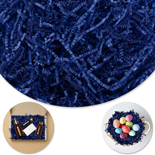 Darfukei Shredded Paper for Gift Baskets, Dark Blue Crinkle Paper Filler, 1/2LB (8 oz), Perfect for Birthdays, Weddings, Anniversaries, Gift Wrapping