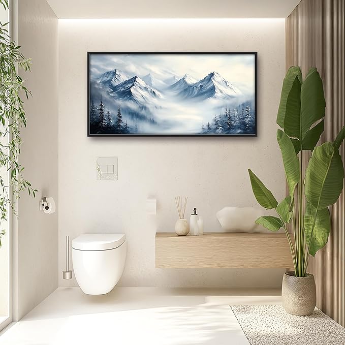 Snow Mountain Large Wall Art Framed Wall Decor for Living Room, Mountains Pictures Oversized Canvas Print Painting Modern Extra Large Framed Artwork for Bedroom Office Home Decor 60"x30"