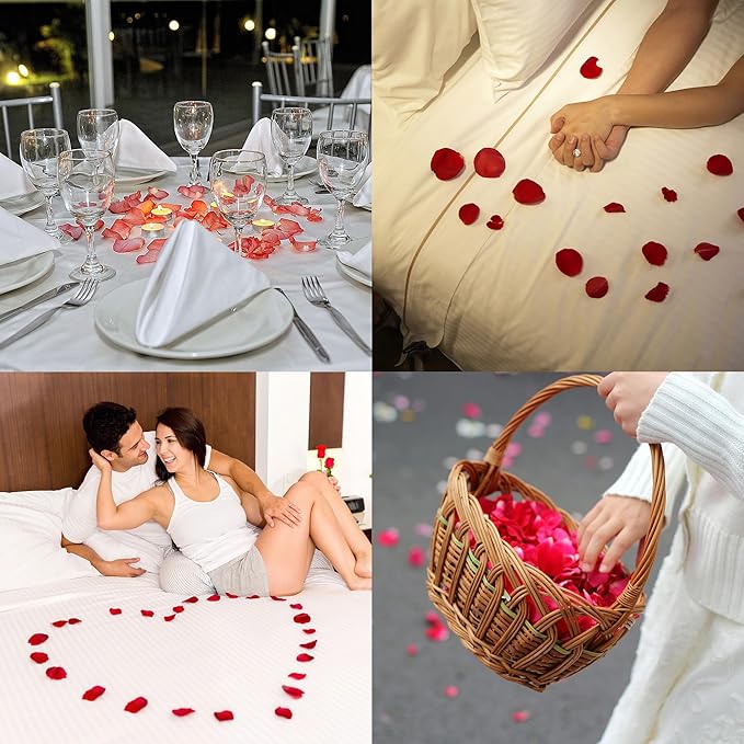 1000 PCS Separated Artificial Gradient Pink Rose Petals for Romantic Night for her set,Faux Gradient Pink Flower Petals for Flower Girl Weddings Valentine Day Party Romantic Decoration(Ready-to-use)