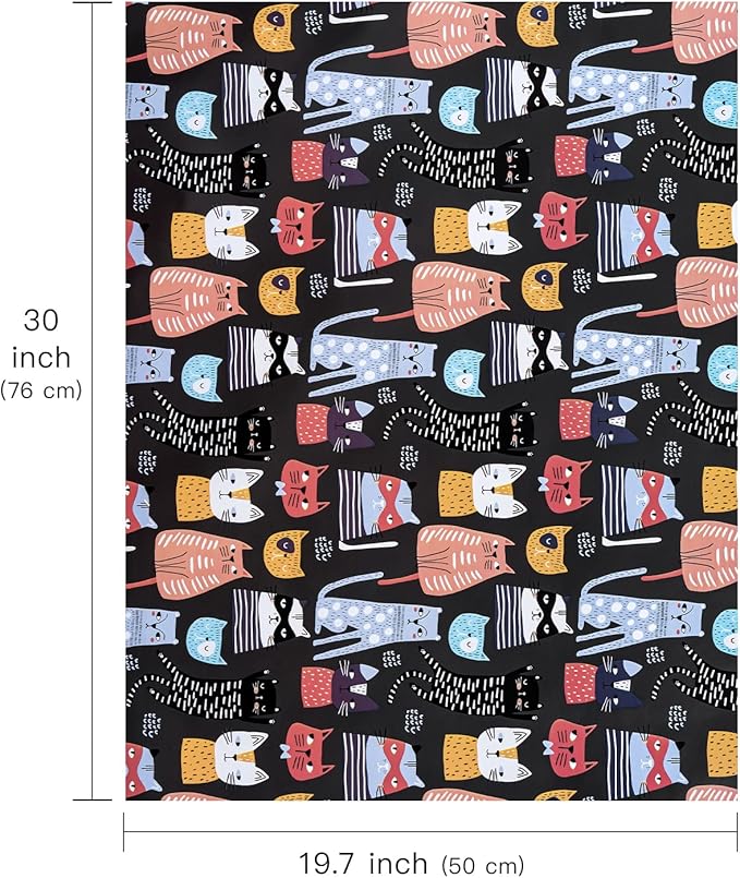 WRAPAHOLIC Birthday Wrapping Paper Sheet - 12 Sheets Adorable Cat Design Folded Flat for Party, Baby Showers, Holiday - 19.7 Inch X 30 Inch Per Sheet