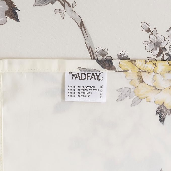 FADFAY Floral Sheets Set Cal King Vintage Rose Floral Bedding Shabby Grey and Yellow Peony Sheets 800 Thread Count 100% Egyptian Cotton Super Soft Deep Pocket Fitted Sheet 4Pcs, California King Size