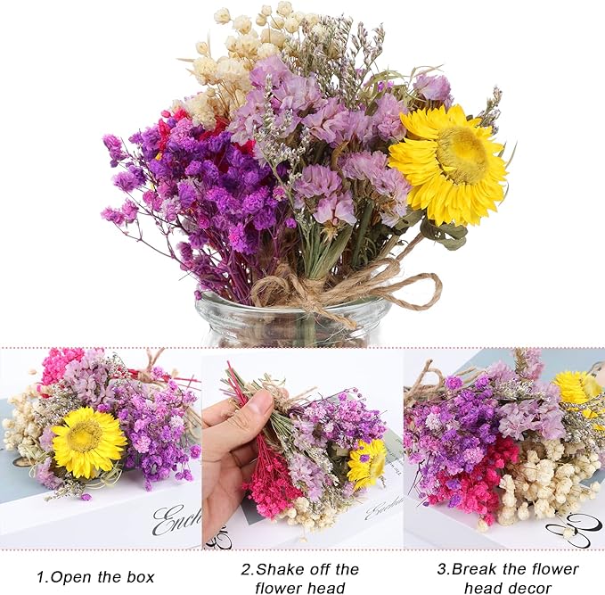 10 Pack Mini Dried Babys Breath Flowers Bouquet Natural Gypsophila Dried Flower with Stem Dried Embossing Flower Bundles Artificial Flowers Dried Floral Arrangement for Resin, Vase, DIY, Photo Prop