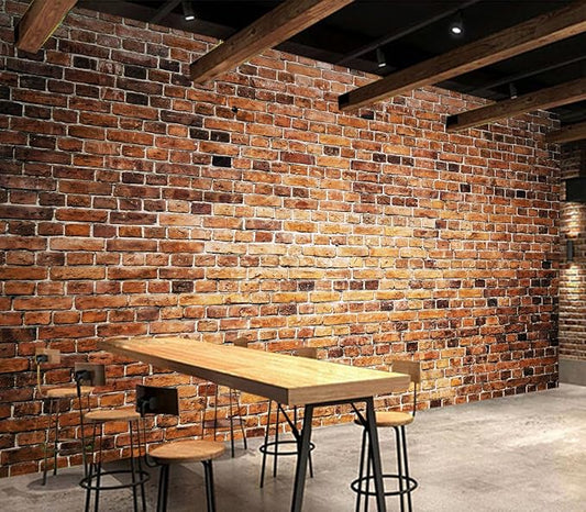 Eierme-Close-up of a Brick Wall Background with Strong Texture Peel and Stick 137" x 102"