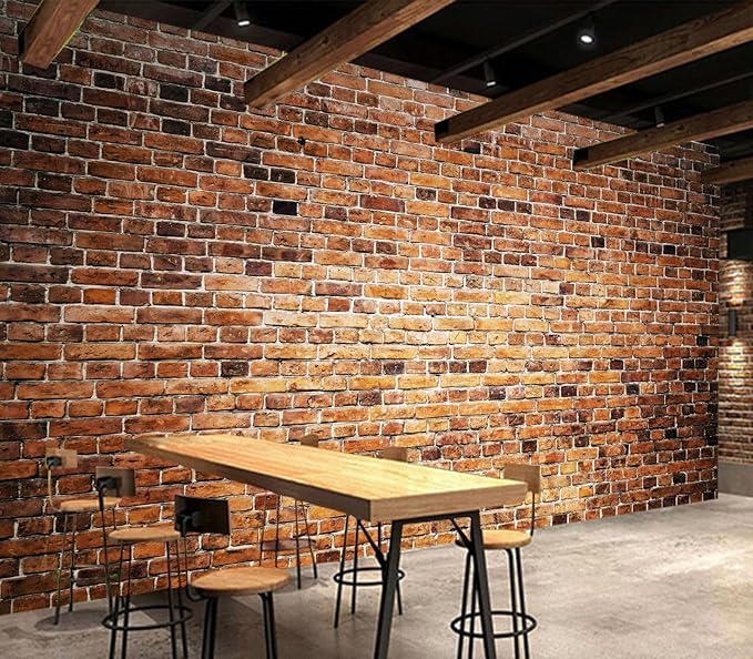 Eierme-Close-up of a Brick Wall Background with Strong Texture Peel and Stick 160" x 114"