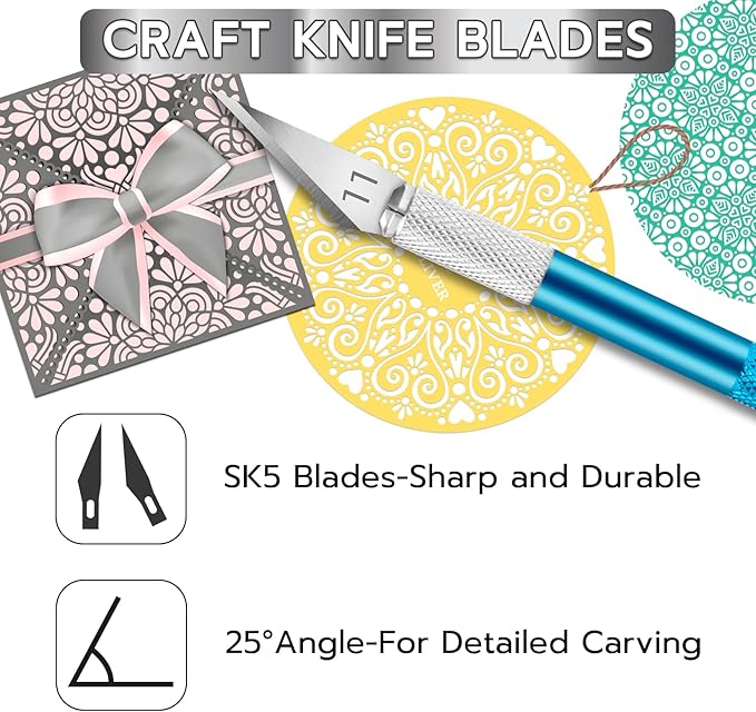 24 Pack Exacto Knife Set, Precision Craft Knife, Hobby Knife Kit for Cutting, Carving, Trimming, Scrapbooking, DIY