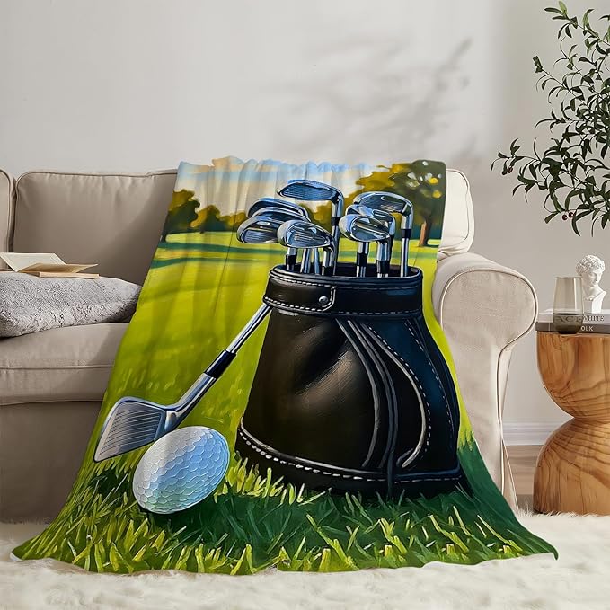 Golf Blanket for Boys Golfing Sport Throw Blanket Soft Cozy Fleece Fuzzy Stuffed Plush Flannel Gifts for Girls Women Kids Adults 40''x50''