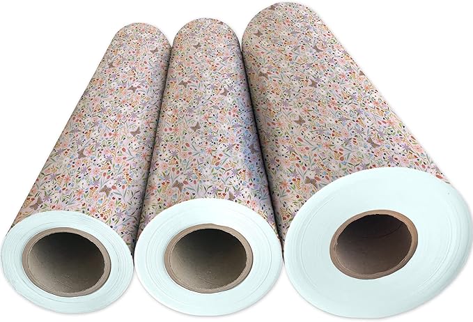 Jillson Roberts Bulk Gift Wrap, Everyday Gift Wrapping Supplies, Delicate Floral 1/2 Ream 417 feet x 24 inches