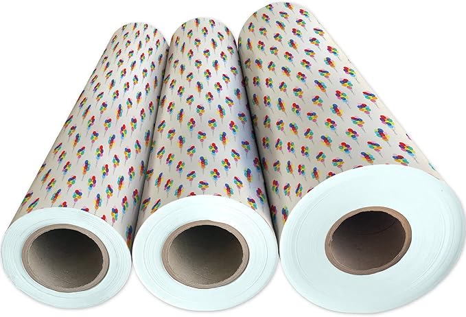 Jillson Roberts Bulk Gift Wrap, Everyday Gift Wrapping Supplies, Bunch of Balloons, 1/2 Ream 417 feet x 24 inches