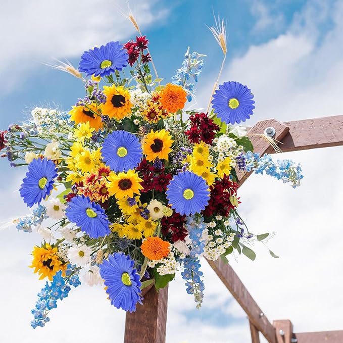 IPOPU Daisies Flowers Artificial,20PCS Gerbera Daisy Artificial Flowers Royal Blue Fake Daisies for Wedding Party Office Home Decorations(Royal Blue)