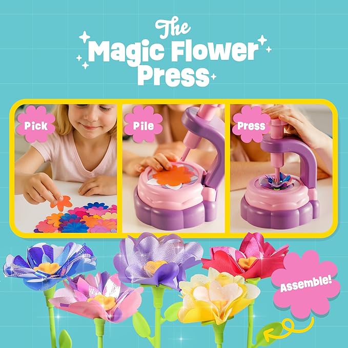Flower Bouquet Making Kit Toy for Kids - 5 Year Old Girl Gift, Toys for 7 Year Old Girls Gifts, Arts and Crafts for Girls Ages 4 5 6 7 8 8-12 + Christmas Gift Ideas - 6 Year Old Girl Gifts Birthday