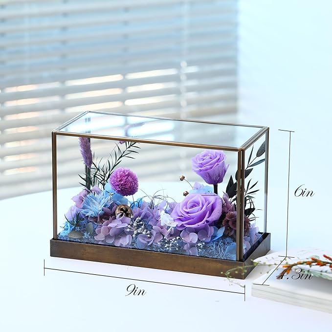 Christmas Flowers Roses Gifts for Mom,Forever Real Preserved Rose in Glass Dome,Christmas Roses Gifts for Women Grandma Wife Mother in Law