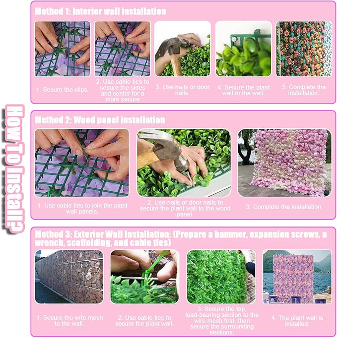 Flower Wall Backdrop, 12PCS 10.6"-15.7" Artificial Flower Wall Panel with Various Styles, 3D Floral Wall Decor for Wedding Photo Background Festive Party Home Decoration (H006, 15 * 15in)
