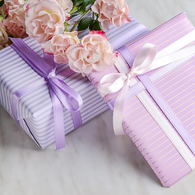 LIUYAXI Light Purple Satin Ribbon, Double Faced 1/2" X Continuous 25 Yards Ribbons Perfect for Gift Wrapping Bows Bouquet Wedding Craft and More