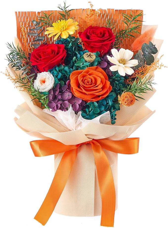 Flowers for Delivery Prime Forever Flowers Preserved Roses Bouquets Purple Flower Birthday Gifts for Women Valentine's Day Mothers Day Graduation