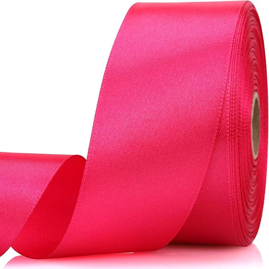 1-1/2 Inch 30 Yards Hot Pink Solid Satin Ribbon for Gift Wrapping,Craft Floral Bouquets,Wedding Party,Timeless Flower,Decoration Floral Hair,Balloons
