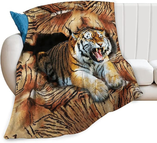 Tiger Throw Blanket - Soft, Warm, Cozy Fleece for Couch, Sofa, Bed - 60"x50" - Kids, Adults