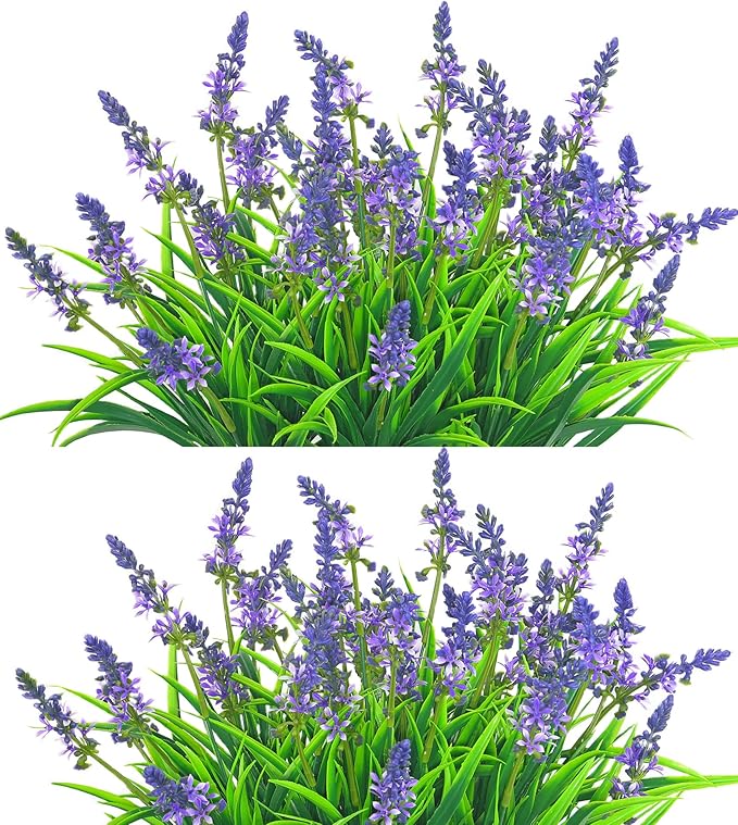 QIANYUN Fake Flowers Lavender Small Wild Flower Daisy 6 Bundles Faux Plastic Purple Flowers for Home Wedding Kitchen Garden Table Centerpieces Indoor Outdoor Decor (Purple Lavender)