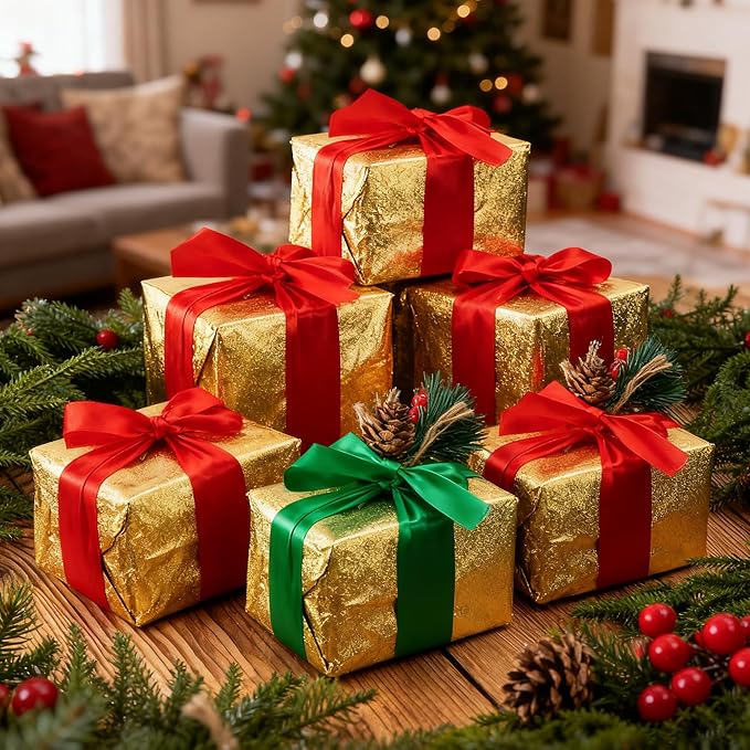 Iceyyyy 2 Roll 10 Yard Christmas Plant Pot Floral Foil, Matte Texture Floral Foil Plant Pot Covers, Golden Florals Foils Wrapping Paper for Home Garden Pots Vases DIY Decoration