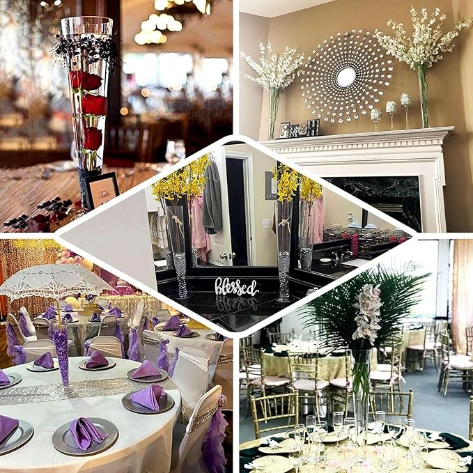 Efavormart 6pcs/Set 24" Tall Trumpet Heavy Duty Glass Centerpiece Vase for Wedding Party Banquet Events Centerpiece Decoration