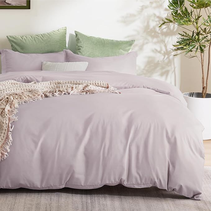 Bedsure Duvet Cover King Size - Soft Double Brushed Bedding Set for Kids & Adults, Zipper Closure, 3 Pieces, Includes 1 Duvet Cover (104"x90") & 2 Pillow Shams, NO Comforter, Pink Mocha