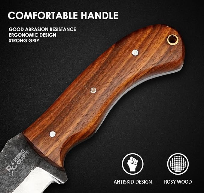 8.5 Inch Tracker Knife-Fixed Blade, Survival, Hunting, Full Tang, Tactical Knife-Handmade High Carbon Steel Skinning for Camping, Bushcrafting-Gift For Men