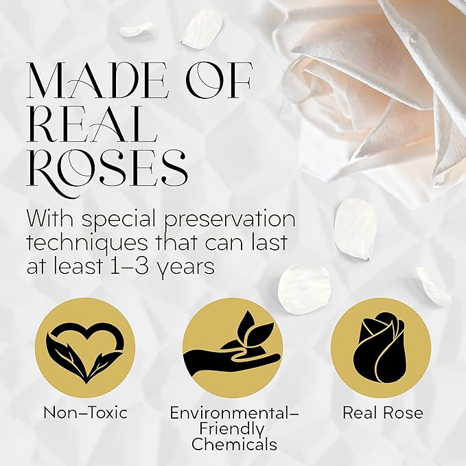 GLAMOUR BOUTIQUE Eternal Preserved Roses in a Box - Flowers Forever, Rose Forever in a Box for Wife, Birthday Gifts for Her, 7 Roses, White