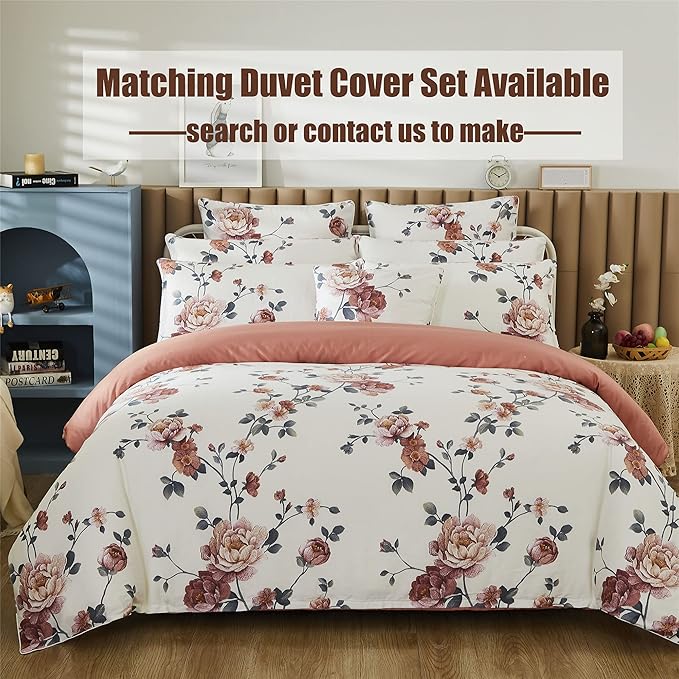 FADFAY Sheets Set Cal King Shabby Beige Floral Bedding Elegant Peony Sheets Set Vintage Flower Bedding Collections 800 Thread Count 100% Egyptian Cotton Deep Pocket Fitted Sheet, 4Pcs-California King