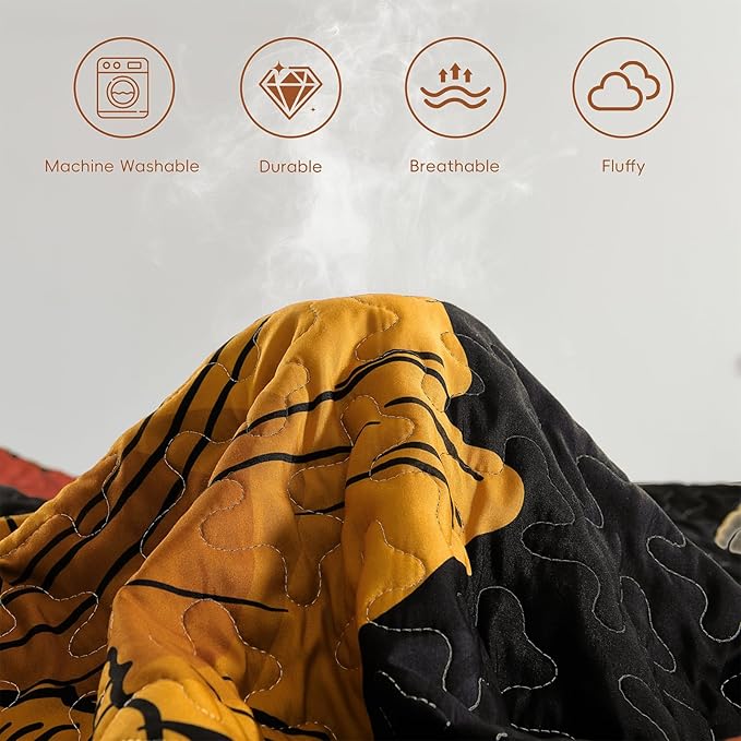Dintszyayue Black Quilt Set Queen, 3 Pieces Red Floral Bedspreads Lightweight Coverlet Set for All Seasons, Reversible Quilted Printed Bedding Set with 2 Pillow Shams