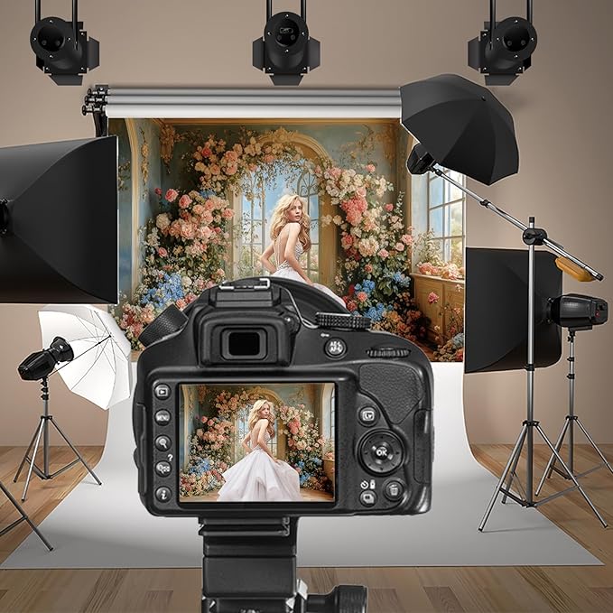 Baocicco 12x8ft Flower Wall Backdrop Photography European Style Oil Painting Floral Wedding Background Women Girls Lady Birthday Party Decorations Wedding Bridal Shower Banner Supplies Props Video