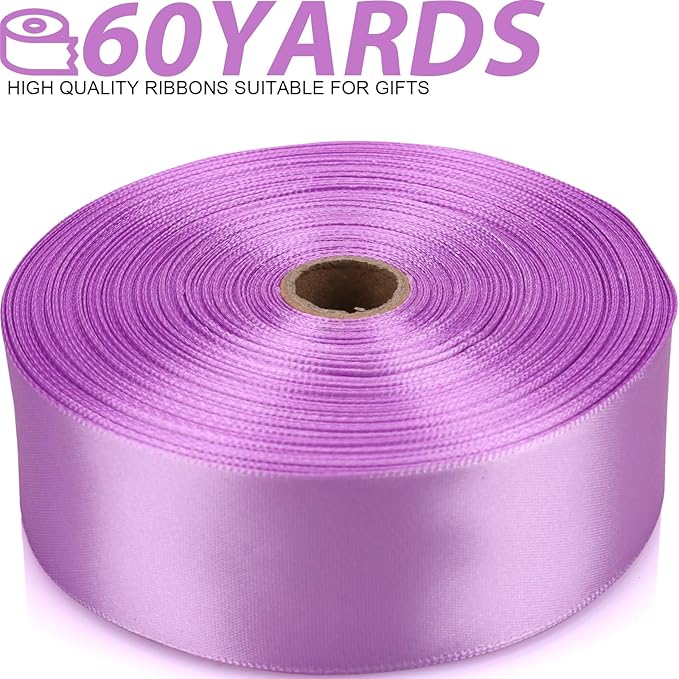 1-1/2 Inch 60 Yards Lilac Purple Solid Satin Ribbon for Gift Wrapping,Craft Floral Bouquets,Wedding Party,Timeless Flower,Decoration Floral Hair,Balloons