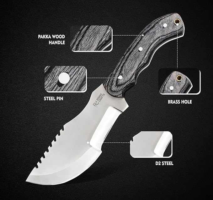 Rising Carfts Handmade-Fixed Blade-Tracker Knife-Outdoor Camping Knife With Sheath For Bushcarfting & Outdoor Survival.