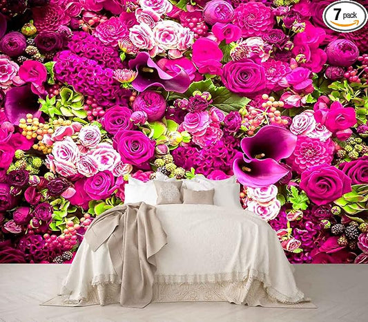 Rose Wall Mural Floral Photo Wallpaper Murals for Wall Decor for Living Room（Not Peel and Stick）
