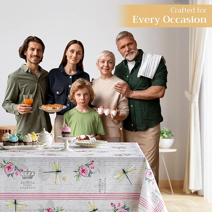 Maison d' Hermine Table Cloth Square Table 100% Cotton 54 x 54 Inches Tablecloth Reusable Decorative for Dining Room, Farmhouse, Home, Party, Festive & Wedding Spring Summer - Champ De Mars