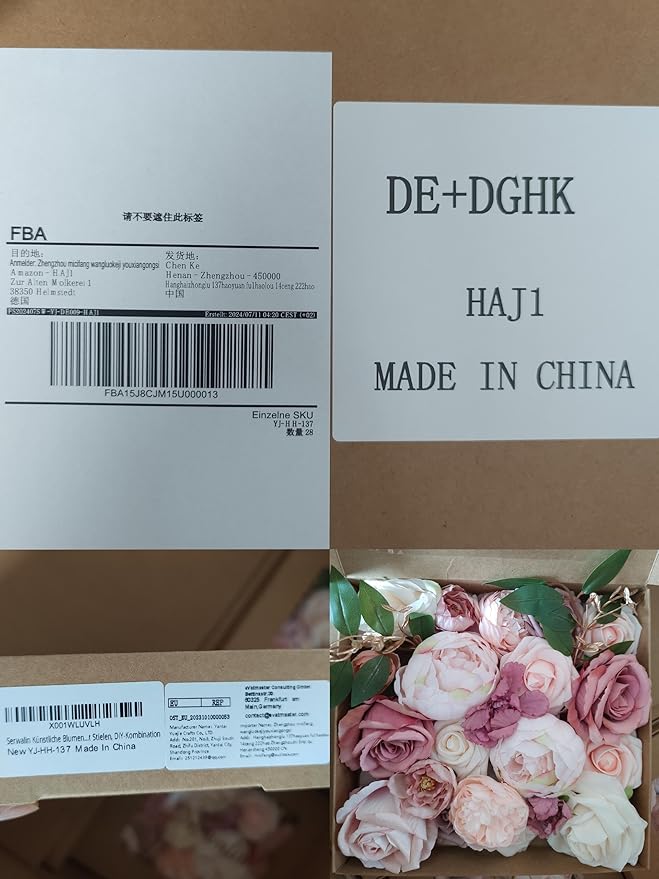 Serwalin Artificial Flowers Pink Wedding Cake Flowers, Fake Dusty Roses Peonies for Bouquets Table Centerpieces Wedding Home Decor, Baby Shower Party Flowers with Stems DIY Combo