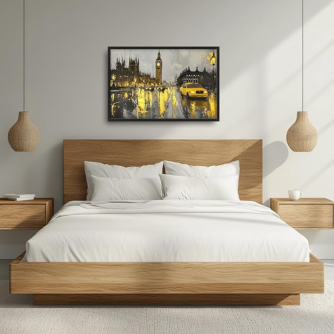 London City Large Wall Art Framed Wall Decor for Living Room, Big Ben Pictures Oversized Canvas Print Painting Modern Extra Large Framed Artwork for Bedroom Office Home Decor 36"x24"