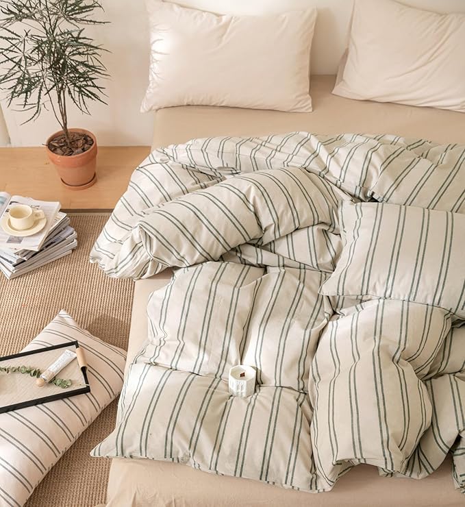 VM VOUGEMARKET Striped Comforter Set Full Teen Boys Striped Bedding Comforter with 2 Pillowcases Simple Modern Lightweight Comforter Set