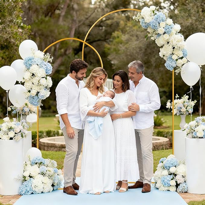 Tamodan 2 Pack Metal Wedding Arch (7.2ft+6ft) - Photo Booth Arch | Decoratable Backdrop Stand for Weddings, Gender Reveal, Baby Showers & More - Tool-Free Assembly