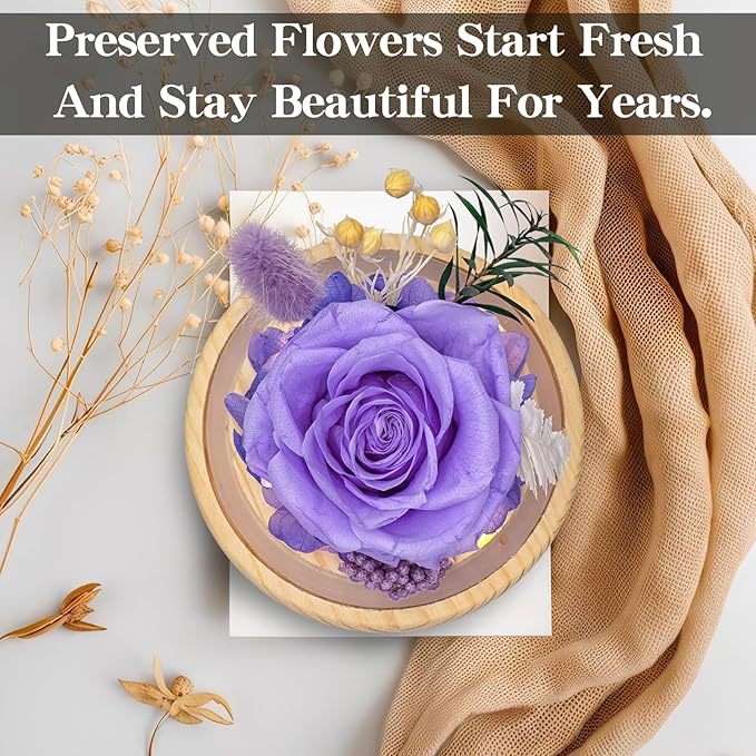 Preserved Roses & Fresh Flowers Bouquet – Gift for Women, Roses That Last Forever, Flowers for Delivery Prime, Birthday, Mother’s Day & Christmas