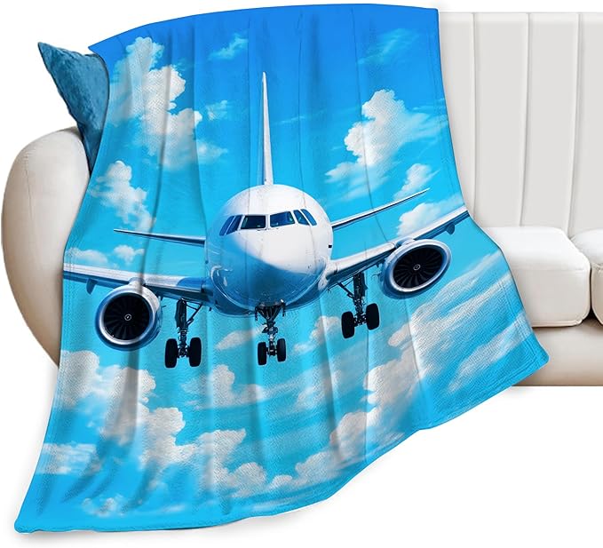 Airplane Blanket for Boys Pilot Plane Throw Blanket Aircraft Soft Cozy Fleece Fuzzy Stuffed Plush Flannel Gifts for Girls Women Kids Adults 40''x50''