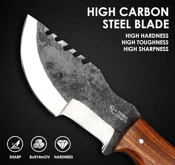 8.5 Inch Tracker Knife-Fixed Blade, Survival, Hunting, Full Tang, Tactical Knife-Handmade High Carbon Steel Skinning for Camping, Bushcrafting-Gift For Men