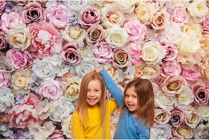 Roses Flowers Backdrop Valentines Day Pink Red Rose Photography Background Various Floral Roses Backdrop Decors for Birthday Wedding Baby Shower Anniversary Children Adults Studio Backgrounds 8x6ft