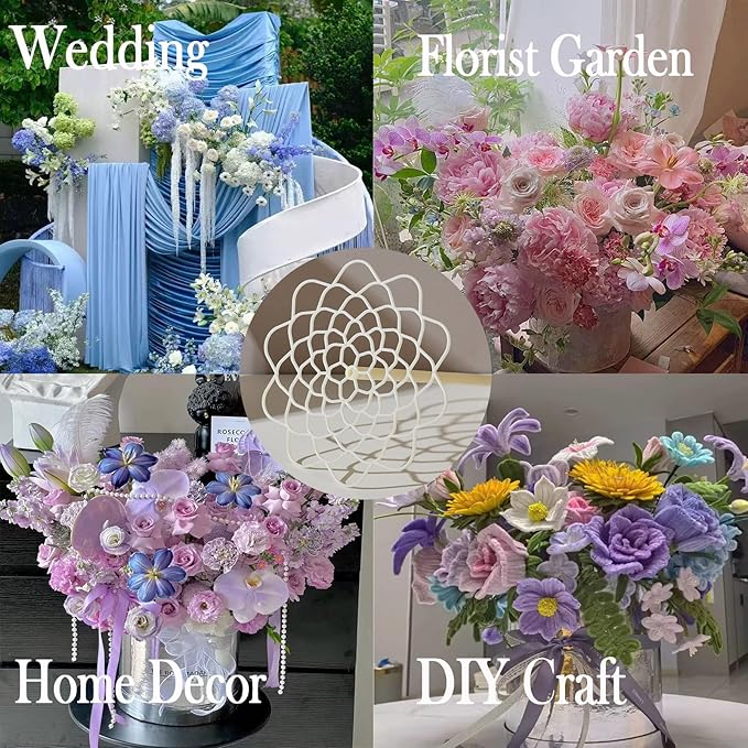 4Pcs Large Floral Grid Arranger for Florists - Reusable Floral Stem Organizer, 8" Durable Foral Shop Flower Arrangement Tool Flower Arranger for Gardening Club, Home Decor