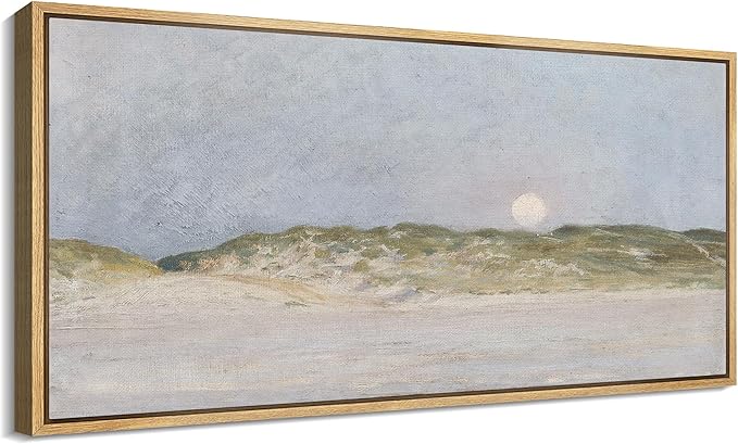 SIGNFORD Extra Large Framed Canvas Print Wall Art Serene Landscape Moonrise Over Hills Illustrations Modern Art Relax/Calm Warm for Living Room, Bedroom, Office - 60"x30"