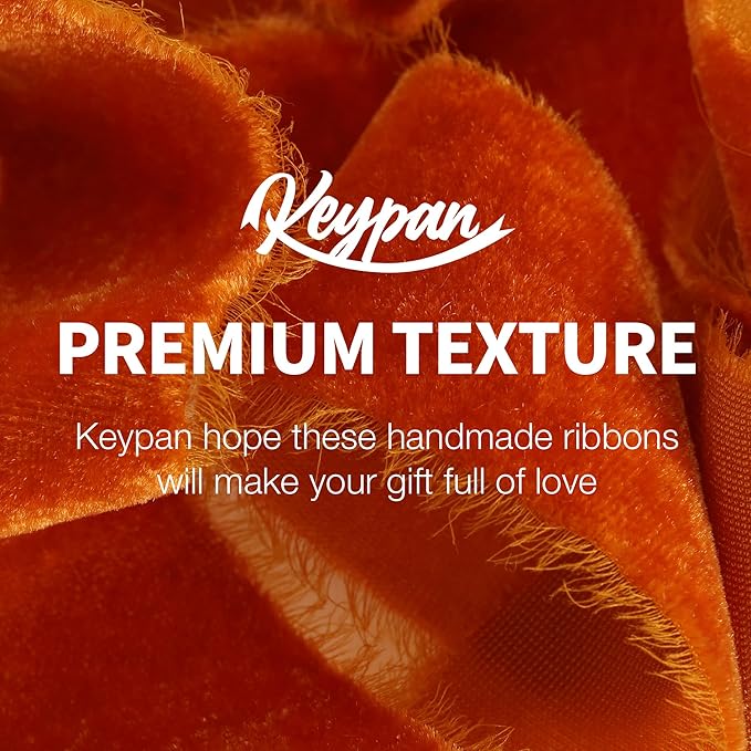 Velvet Ribbon for Gift Wrapping Terracotta Handmade Fringe Ribbons for Crafts Bouquet Fall Decorations 2 Rolls 1 1/2 Inch x 2 Yd (4 Yards Total)