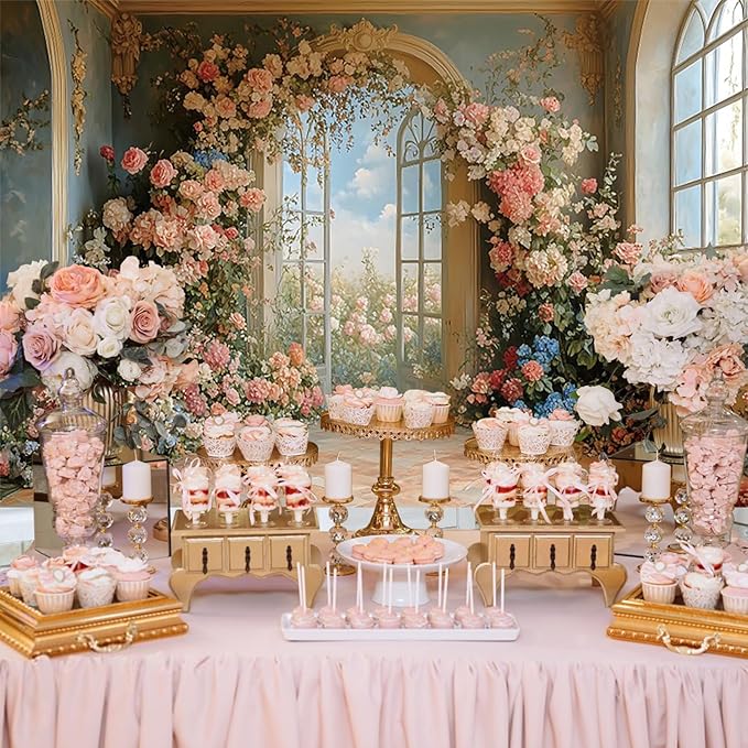 Baocicco 10x8ft Flower Wall Backdrop Photography European Style Oil Painting Floral Wedding Background Women Girls Lady Birthday Party Decorations Wedding Bridal Shower Banner Supplies Props Video
