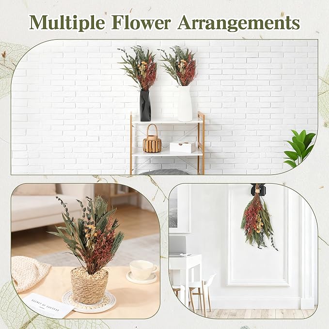 YZXZM Real Flower Bouquet for Christmas Decorations with Dried Pine Branches & Flowers, 17 Inch