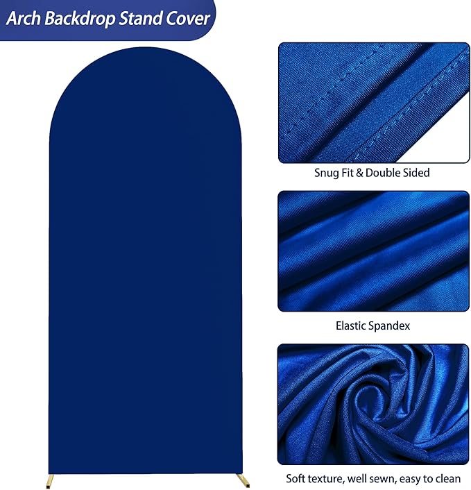 Wokceer 6FT Wedding Arch Cover Spandex Fitted Wedding Arch Stand Covers Round Top Chiara Arch Backdrop Cover for Birthday Party Ceremony Banquet Decoration Royal Blue