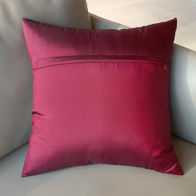 Bella's Giftshop 3D Sunflower Decorative Throw Pillow Covers for Bed Sofa Couch Car, Accent Floral Taffeta Cushion Cover, Handmade Pillow Cases Living Room Decor, 17x17 Inch-Burgundy